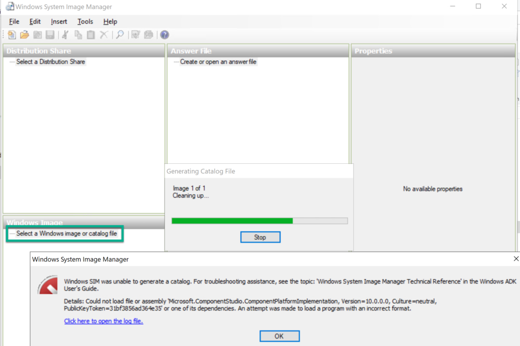 ADK 1903 Unable to generate a catalog Configuration Manager ManishBangia