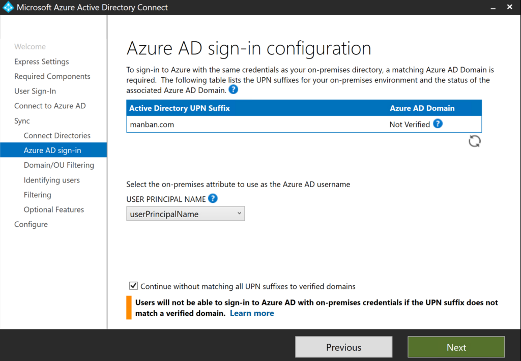 Azure AD sign-in configuration