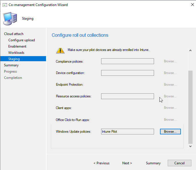 Configure roll out collections