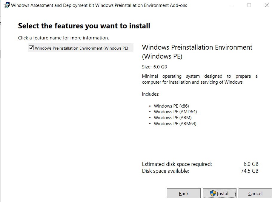 WinPE Add-ons Windows Preinstallation Environment (Windows PE)