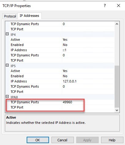TCP/IP Properties TCP Port