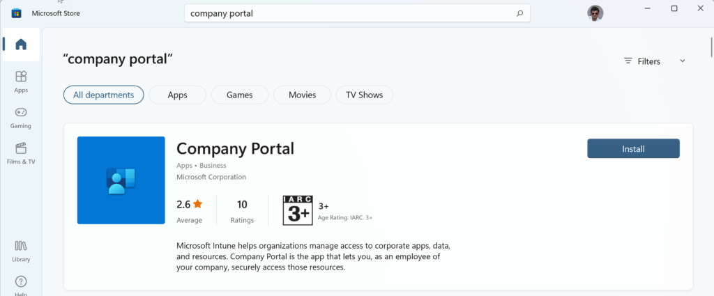Microsoft Store Company Portal