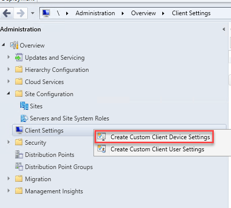 Create Custom Client Device Settings
