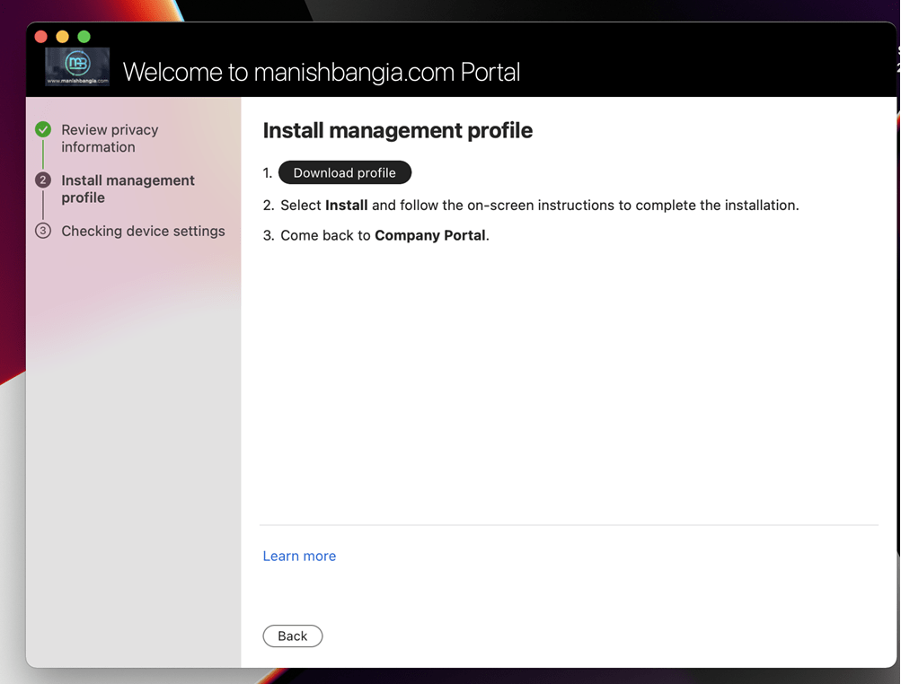 Install management profile - download profile