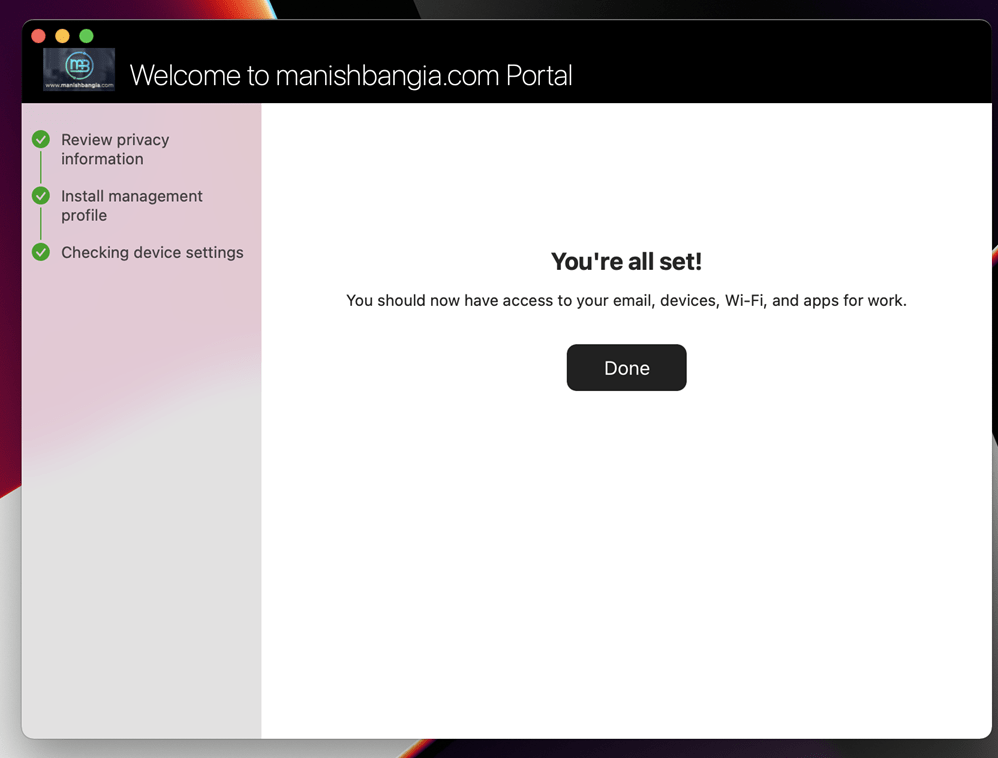 MacOS Welcome to Portal Access