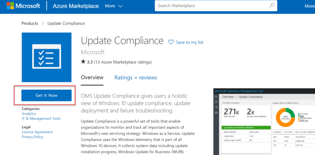 Azure Marketplace Update Compliance