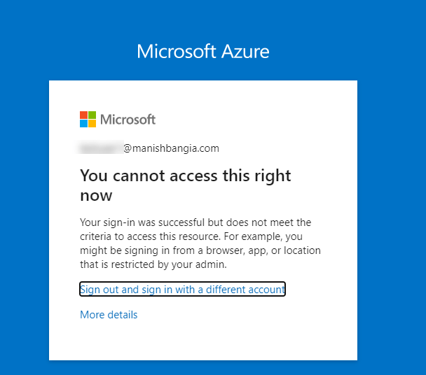 Restrict access to Azure Portal from external network using Conditional Access Policy