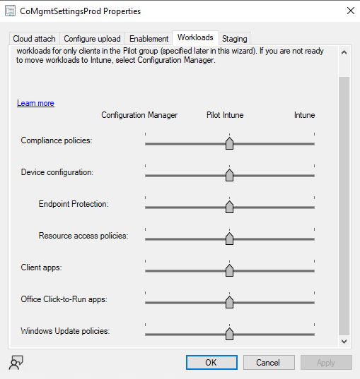 Configuration manager workloads