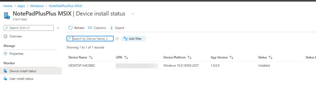 Device Install status
