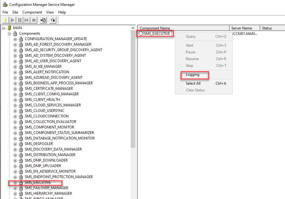 Change SCCM Server log file size using Configuration Manager Service