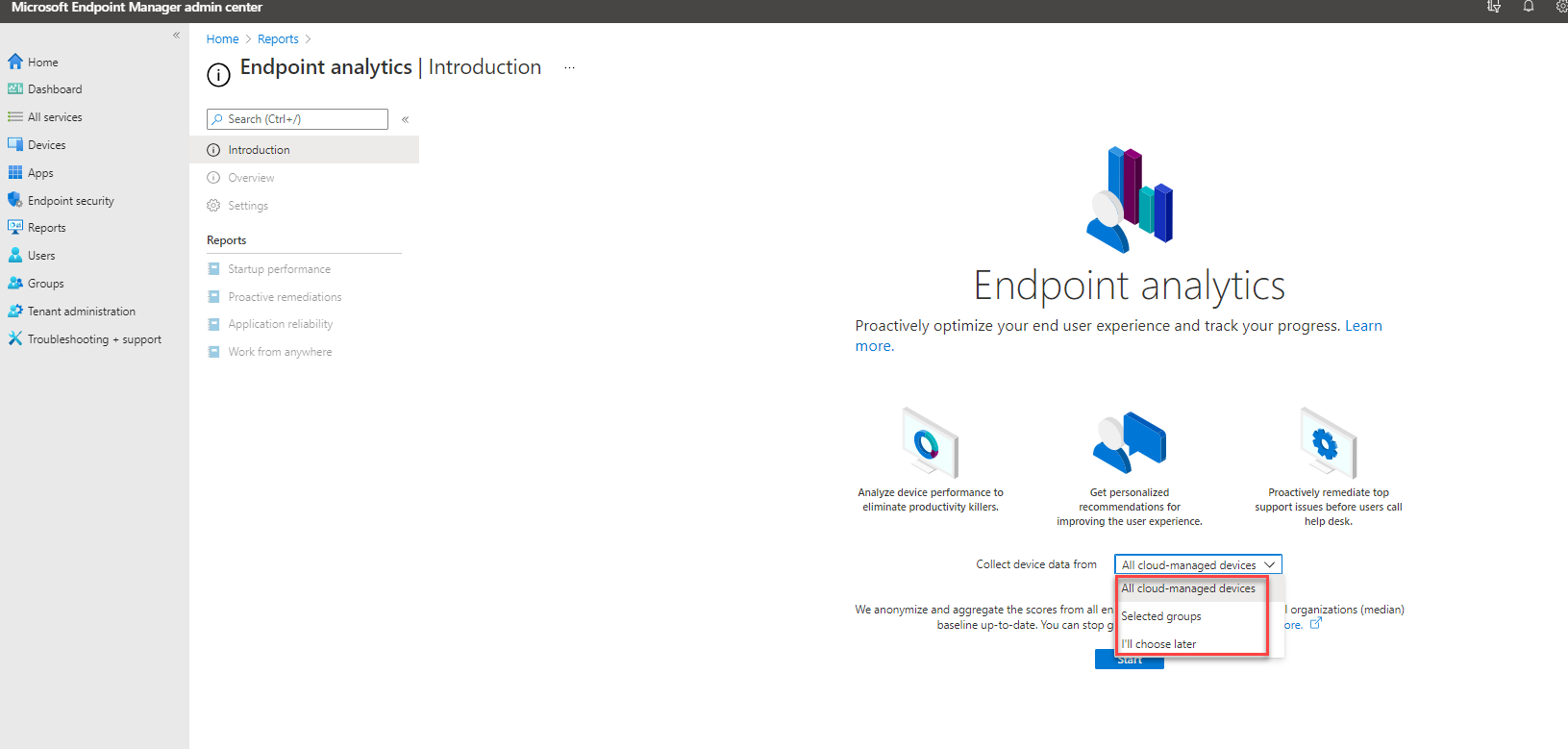 Enable Endpoint Analytics in Intune Configuration Manager