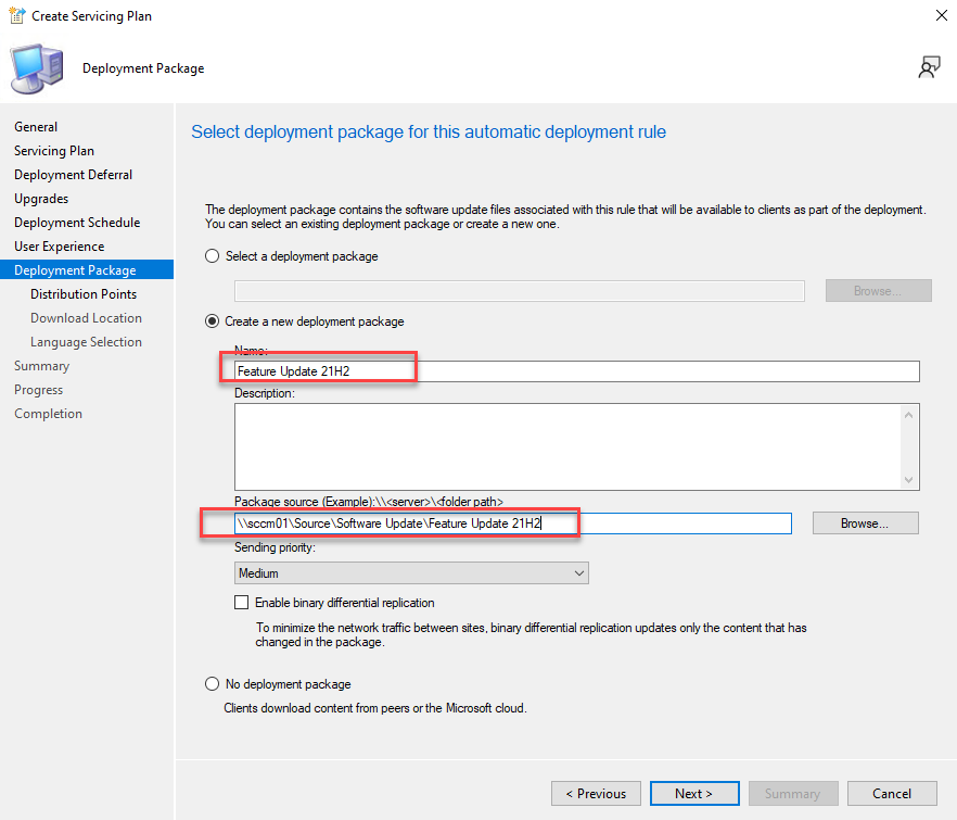 Create new deployment package