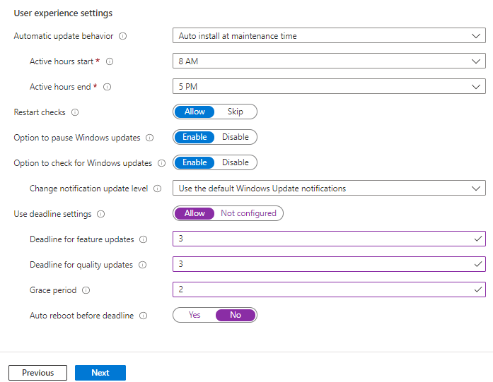 Update Ring User Experience settings