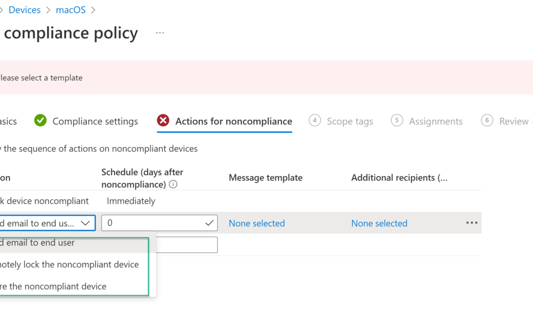 Use MacOS Compliance policy in Intune to send update notification
