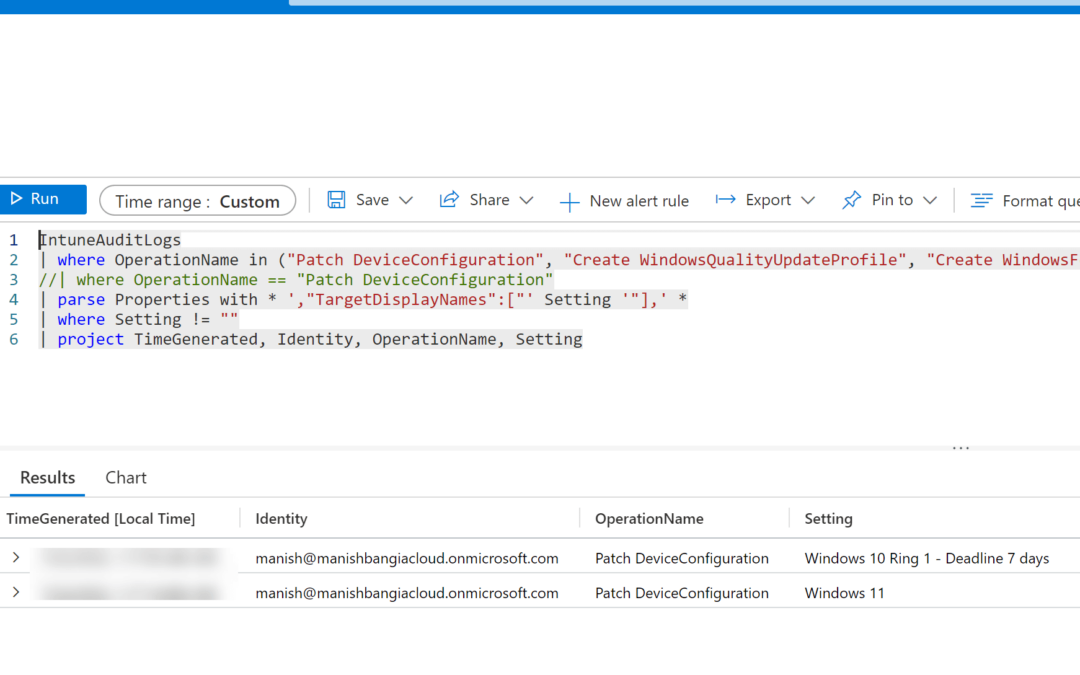 Keep a track on who modified WUfB Intune policies using email alert
