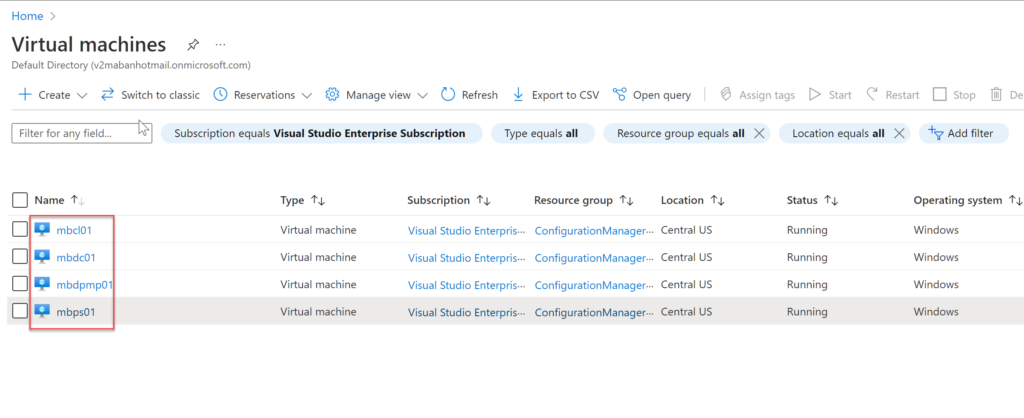 Configuration manager vm Azure