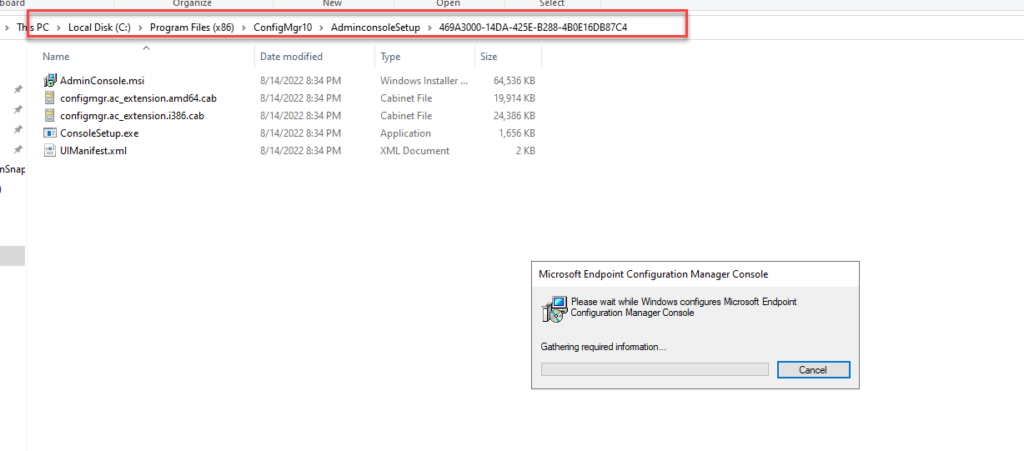 ConfigMgr 2207 console update downloading