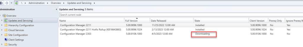 Configuration Manager 2303 Downloading