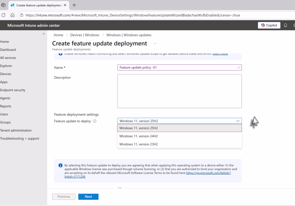 How to deploy feature update using Microsoft Intune | Configuration ...